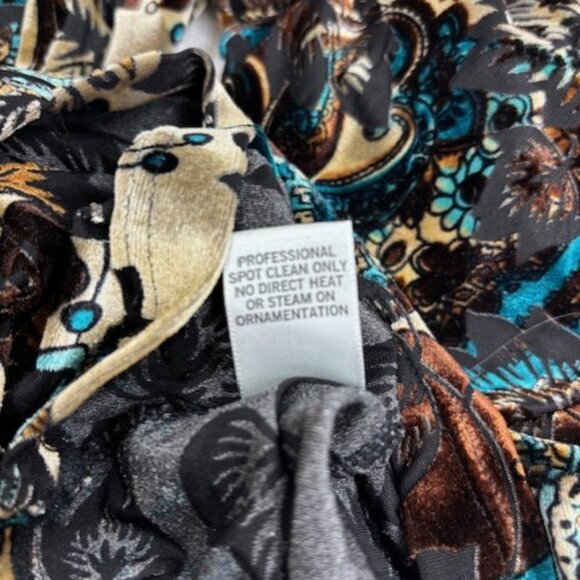 Cache Vintage Y2K Jewel Beaded Velvet Burnout Stretch Lightweight Top Size L - Picture 7 of 7